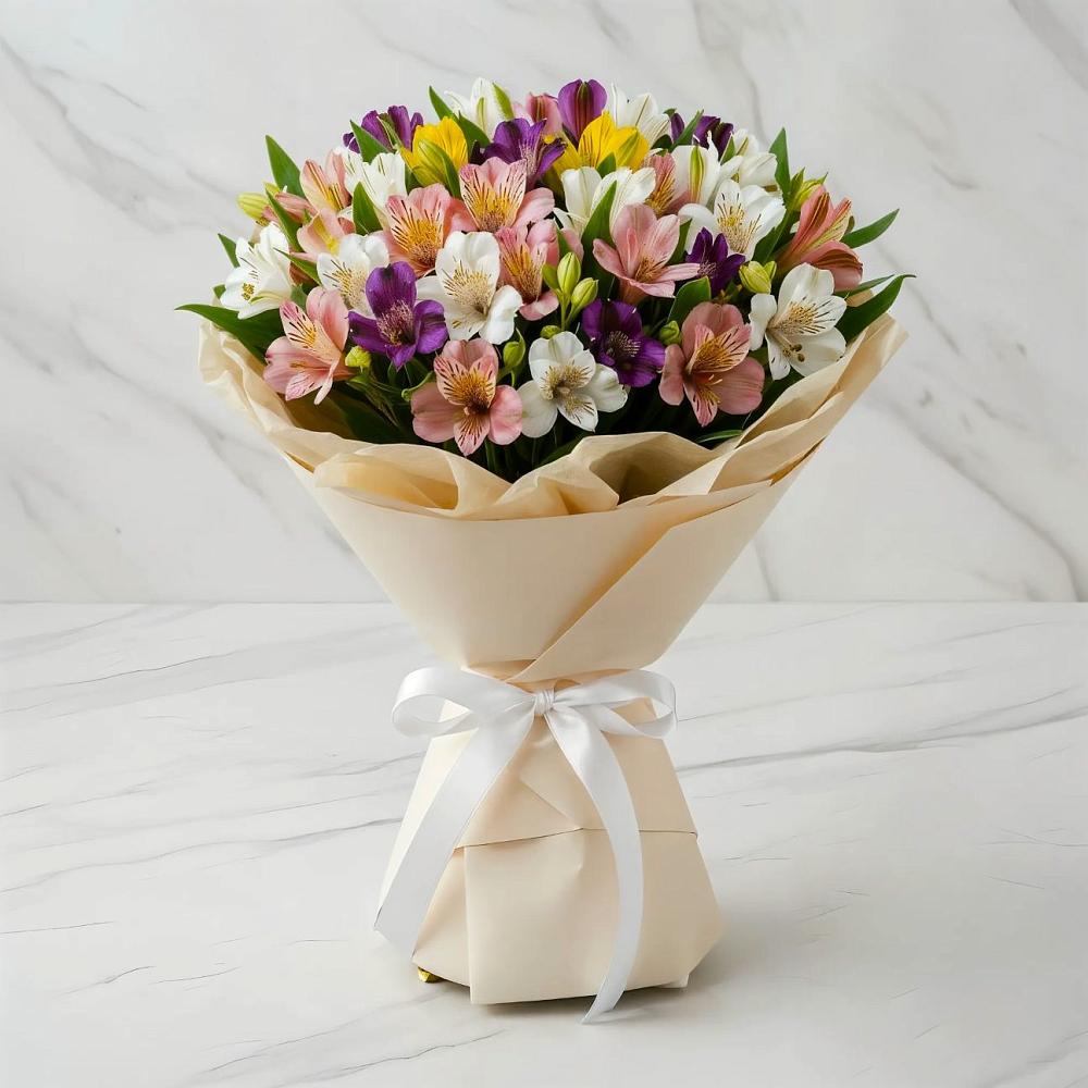 Букет цветов из: Альстромерии в Полурядинки