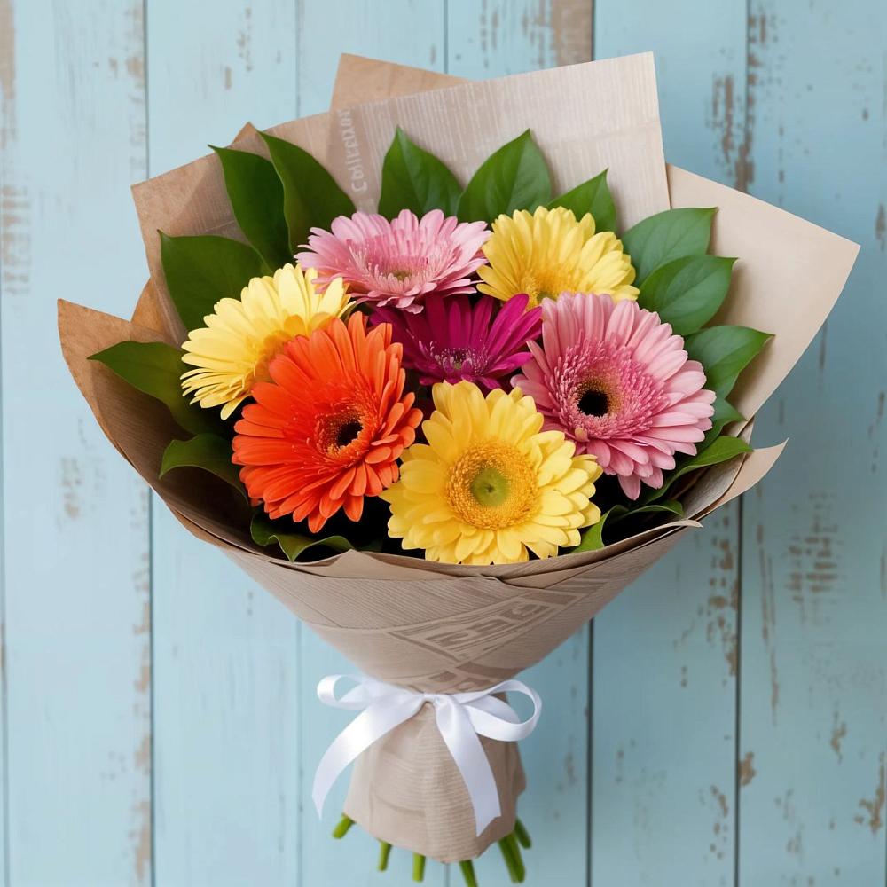 Букет цветов из: Герберы в Полурядинки