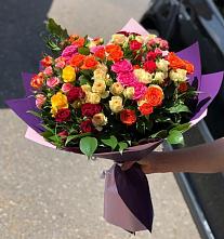 Букет Микс из разноцветных кустовых роз #REPLACE_PRED# Полурядинки