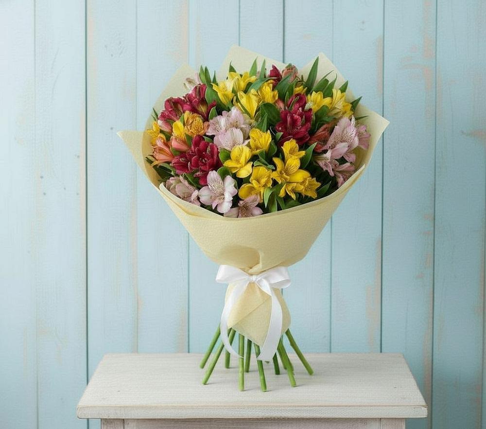 Букет цветов из: Альстромерии в Полурядинки